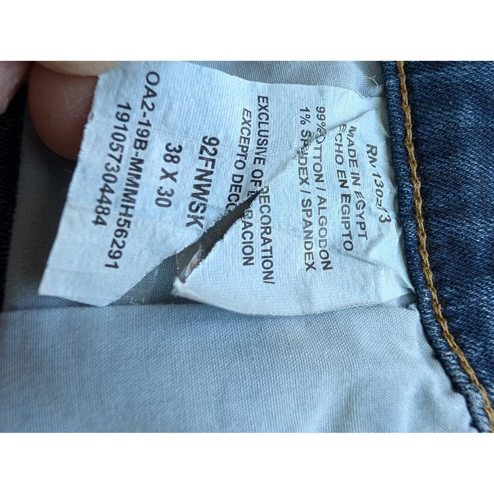 Wrangler Slim Straight Mens Blue Denim Jeans 38x30